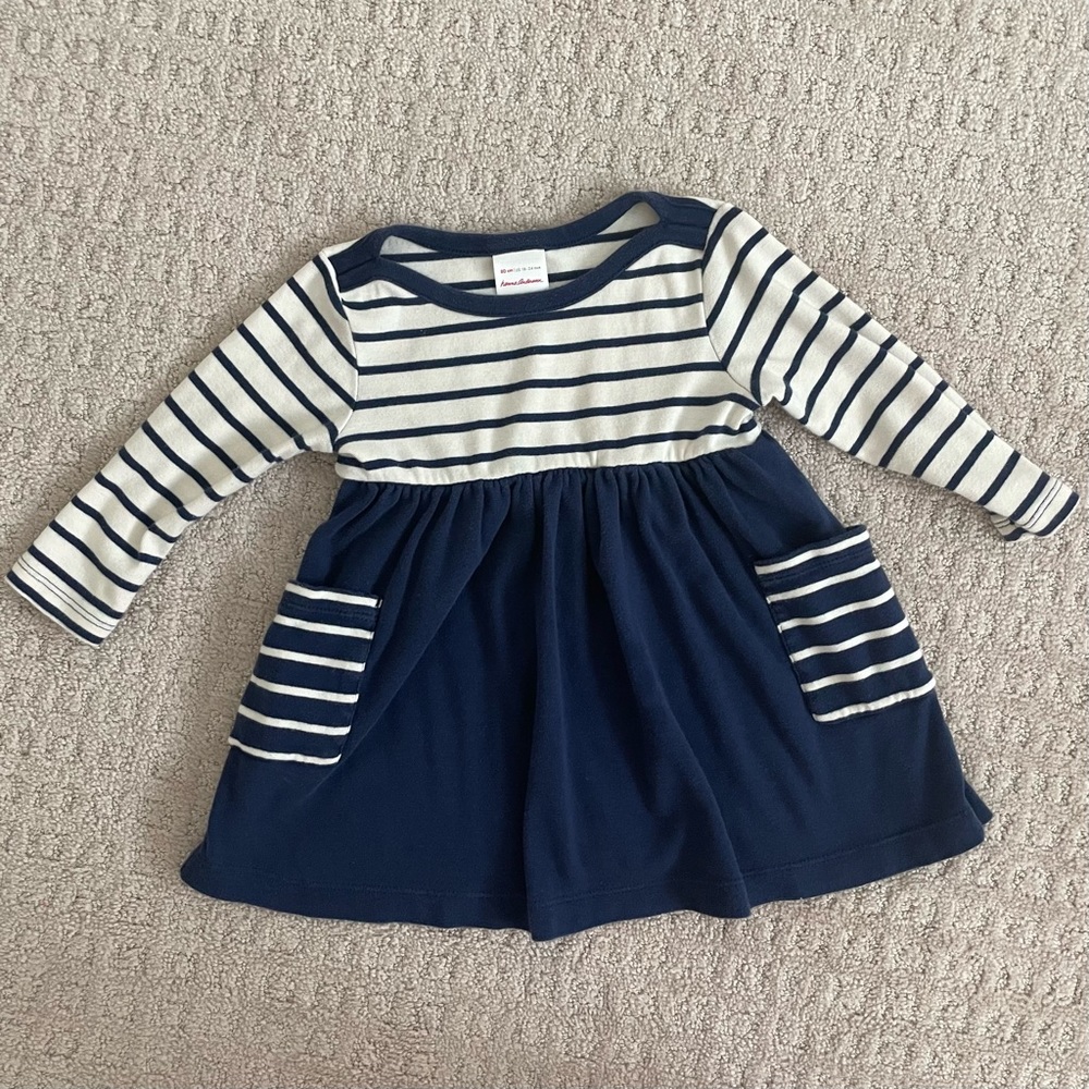 Hanna Andersson Navy Striped Pocket Dress + Bloomer